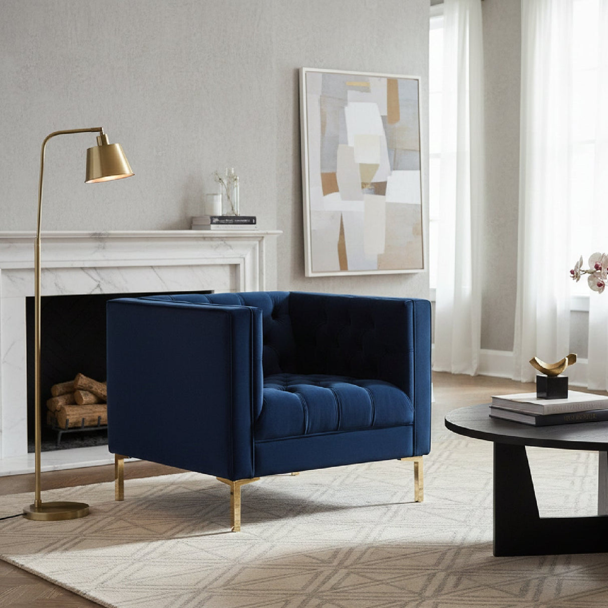 Modern European furniture - Button Tufted Velvet Lounge Chair - www.oroa.com