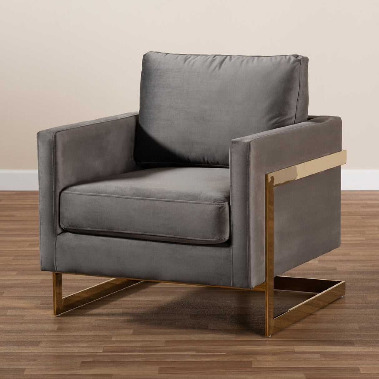 Modern European furniture - Gold Framed Velvet Accent Chair - www.oroa.com