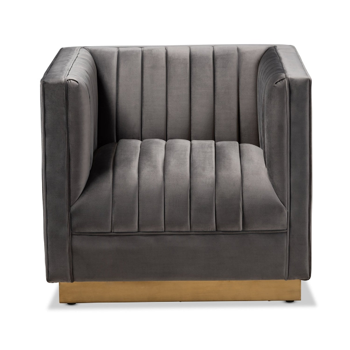 Modern European furniture - Gray Velvet Channeled Accent Chair - www.oroa.com