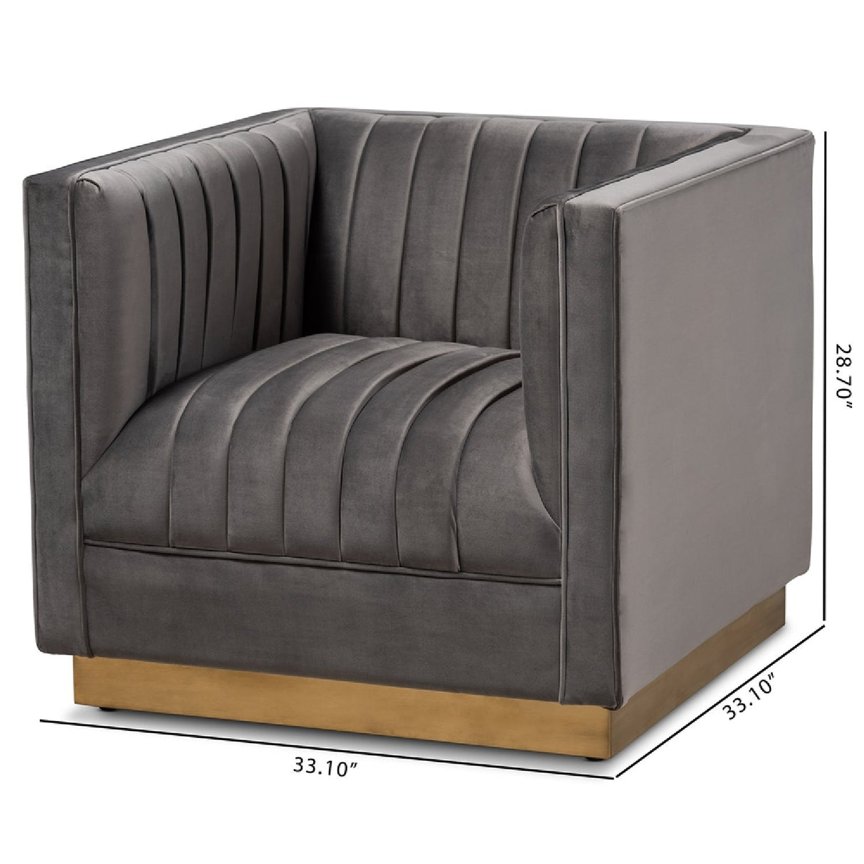 Modern European furniture - Gray Velvet Channeled Accent Chair - www.oroa.com