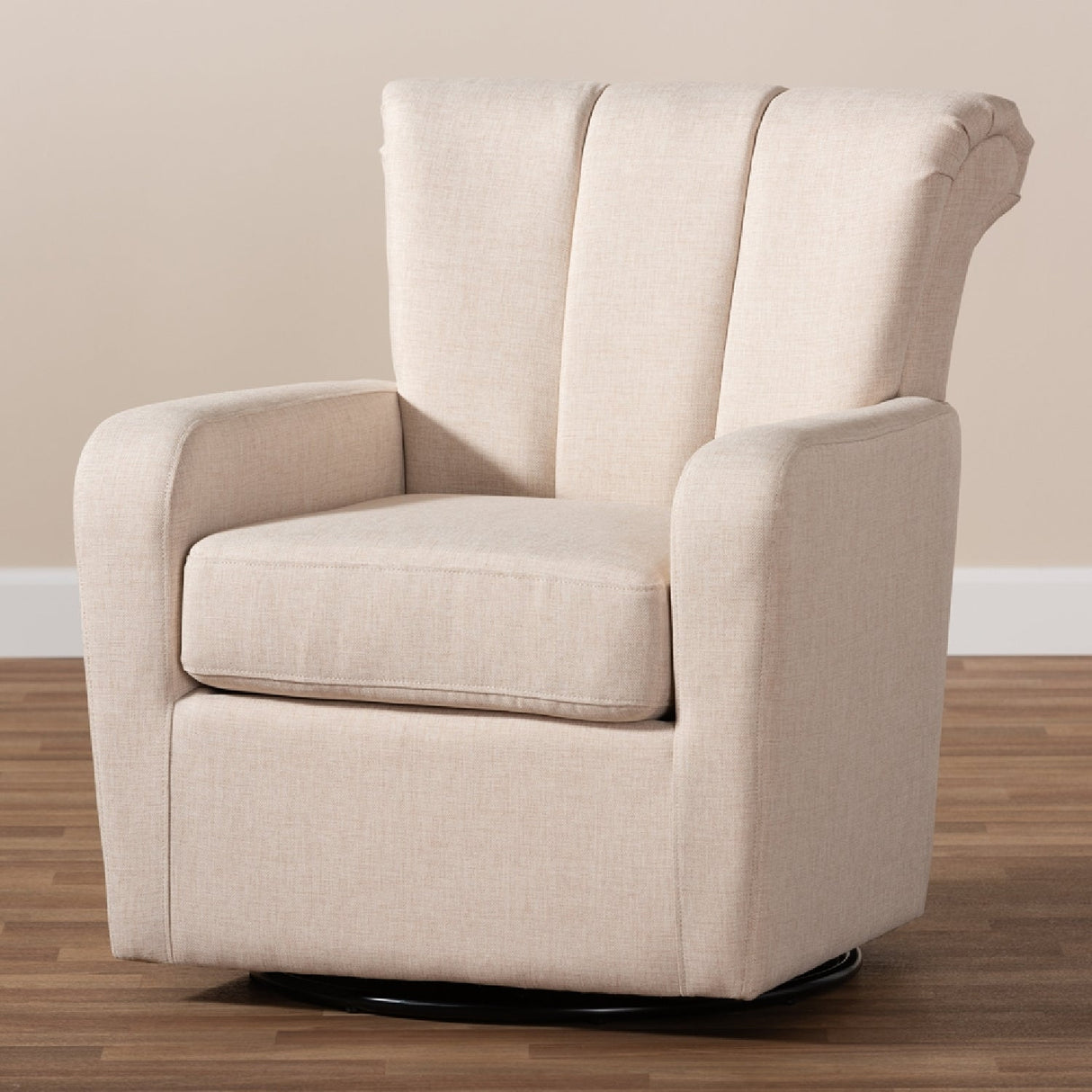 Modern European furniture - Beige Fabric Swivel Chair - www.oroa.com