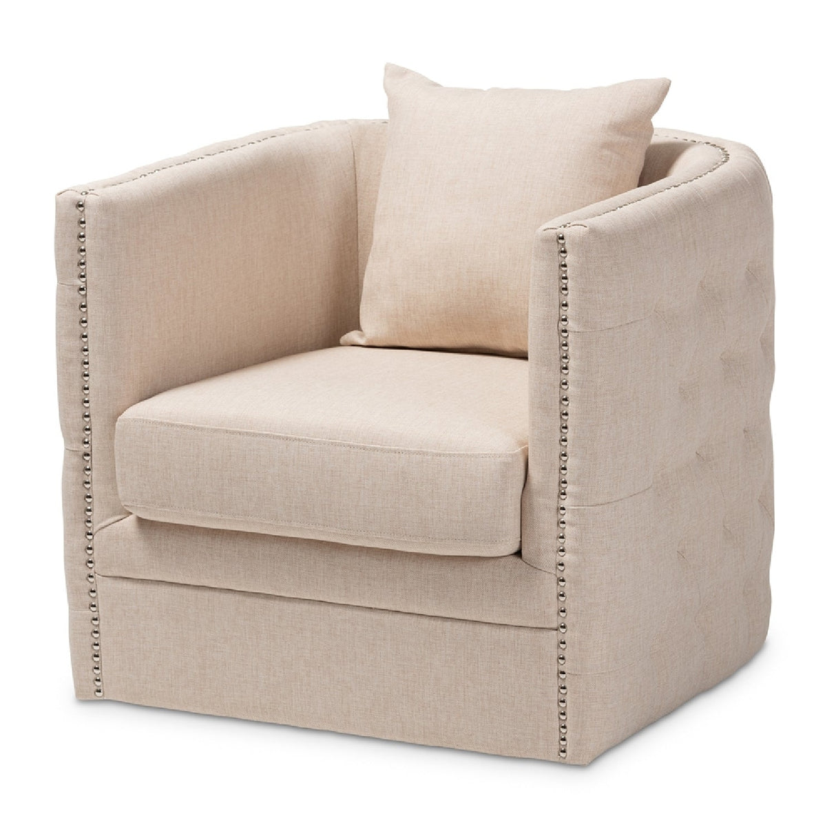 Modern European furniture - Tufted Beige Swivel Chair - www.oroa.com