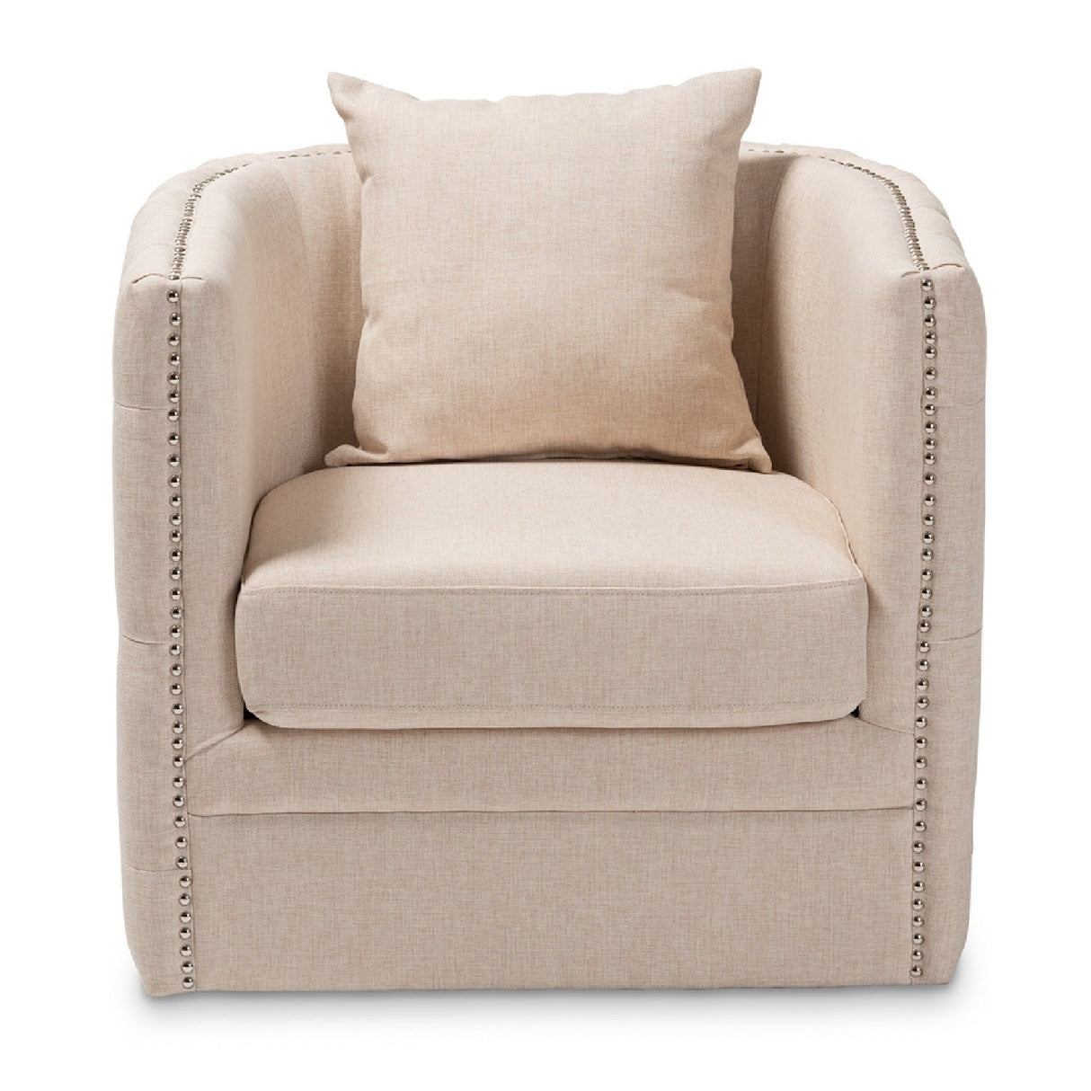 Modern European furniture - Tufted Beige Swivel Chair - www.oroa.com