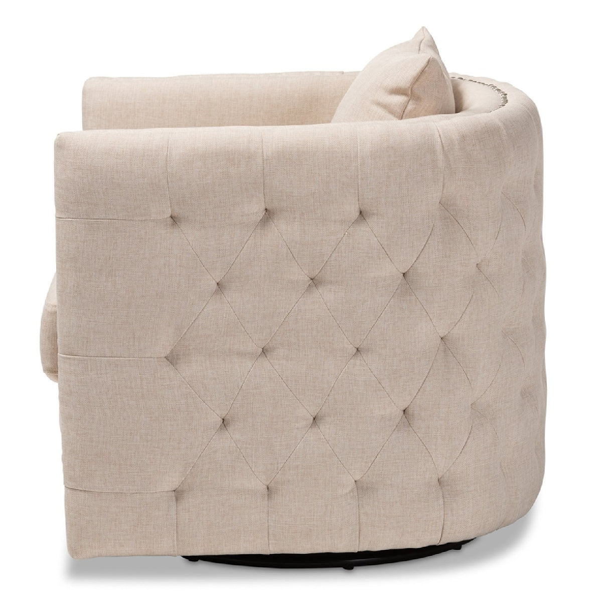 Modern European furniture - Tufted Beige Swivel Chair - www.oroa.com