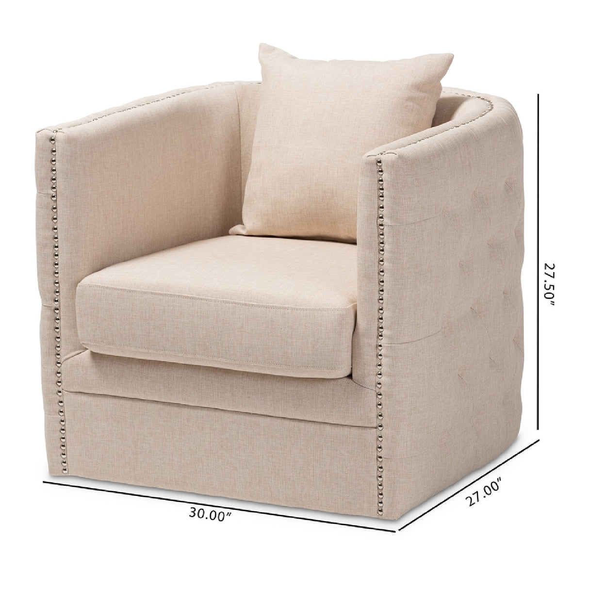 Modern European furniture - Tufted Beige Swivel Chair - www.oroa.com