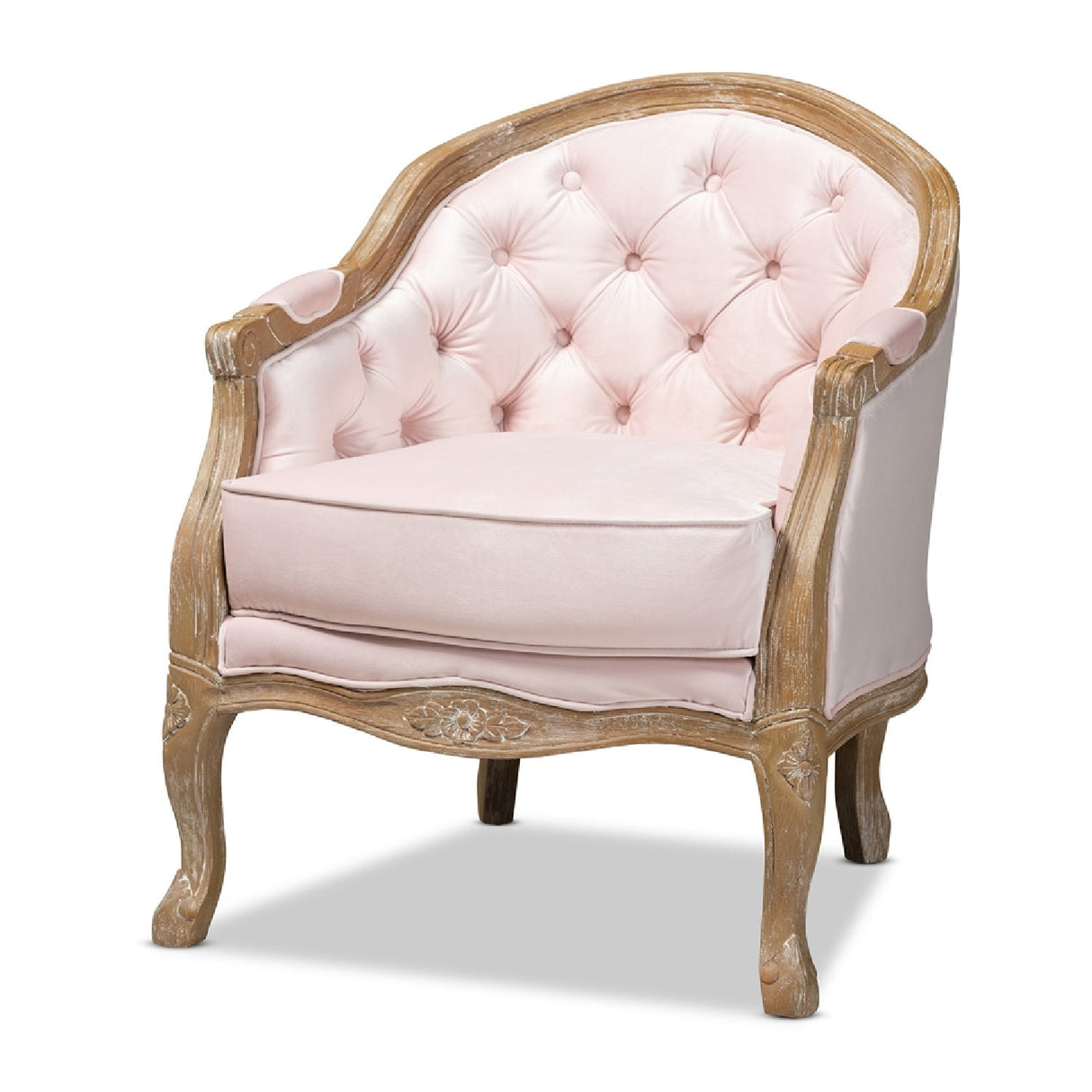 Modern European furniture - Tufted Pink Velvet Accent Chair - www.oroa.com