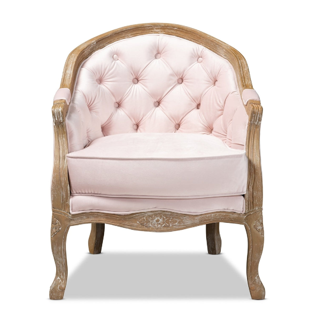 Modern European furniture - Tufted Pink Velvet Accent Chair - www.oroa.com