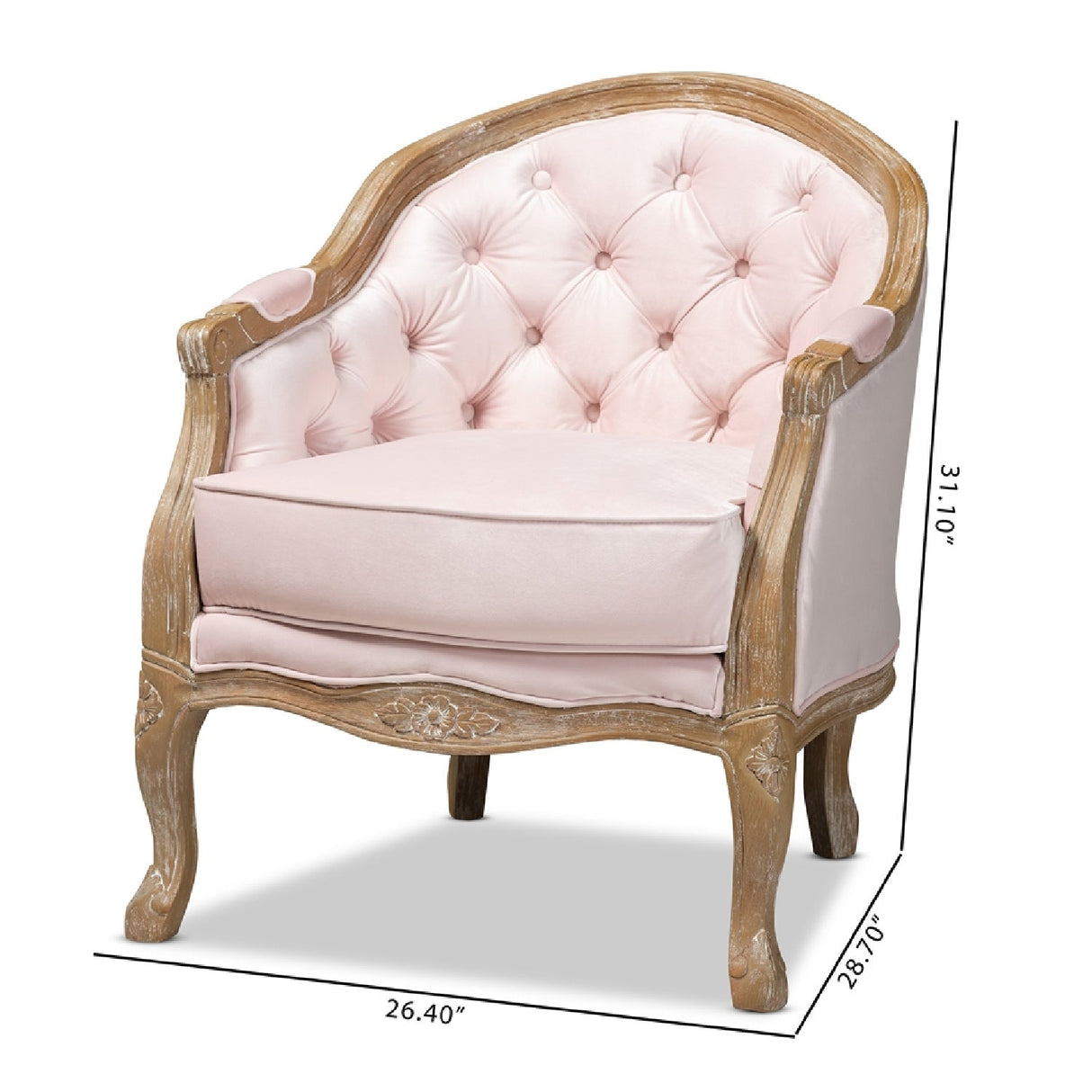 Modern European furniture - Tufted Pink Velvet Accent Chair - www.oroa.com