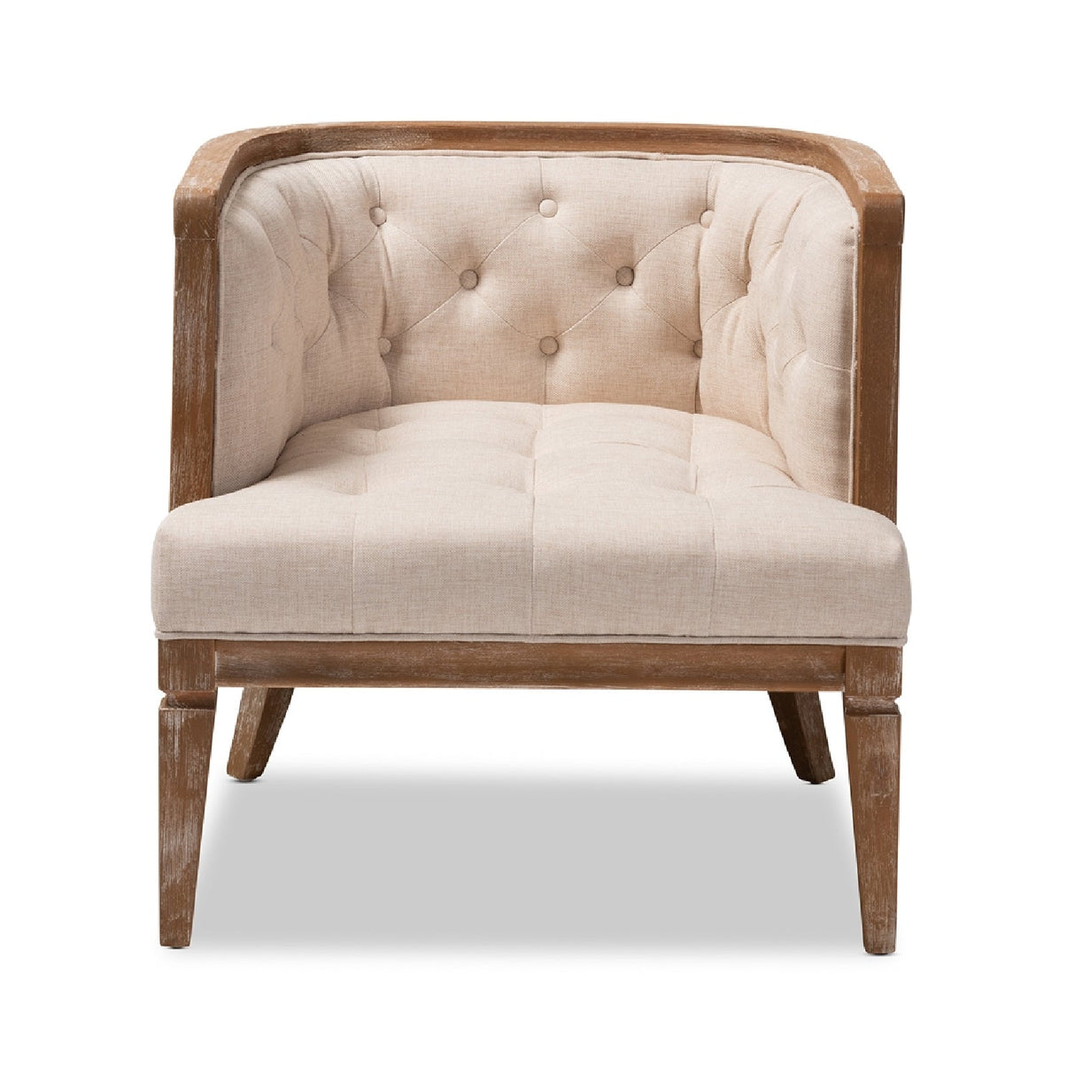 Modern European furniture - Button Tufted Beige Accent Barrel Chair - www.oroa.com