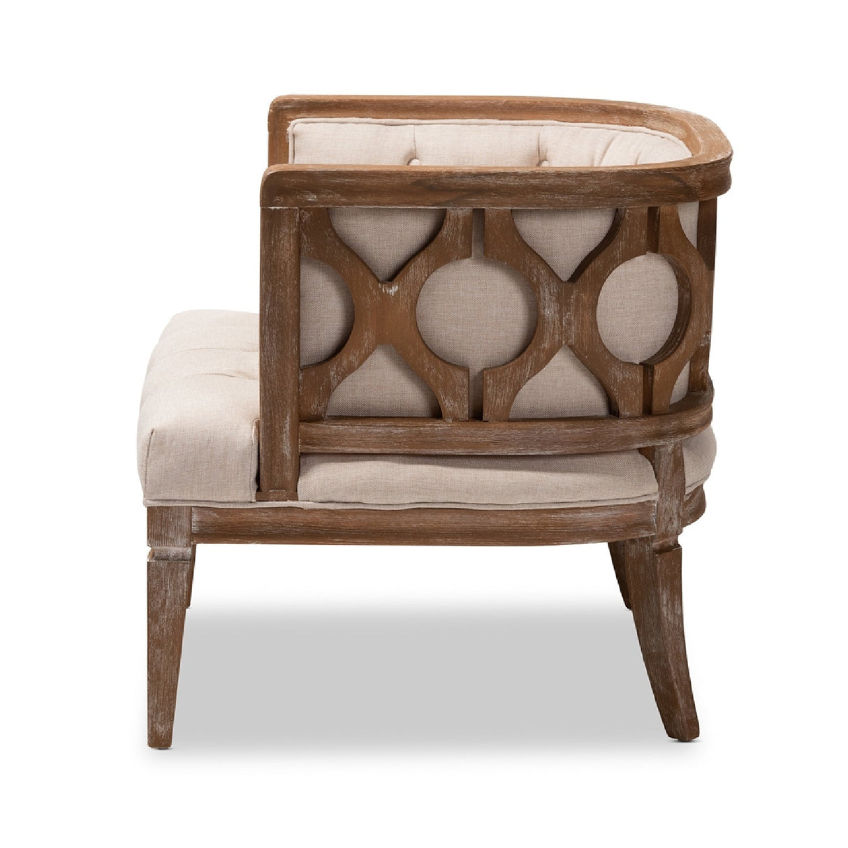 Modern European furniture - Button Tufted Beige Accent Barrel Chair - www.oroa.com