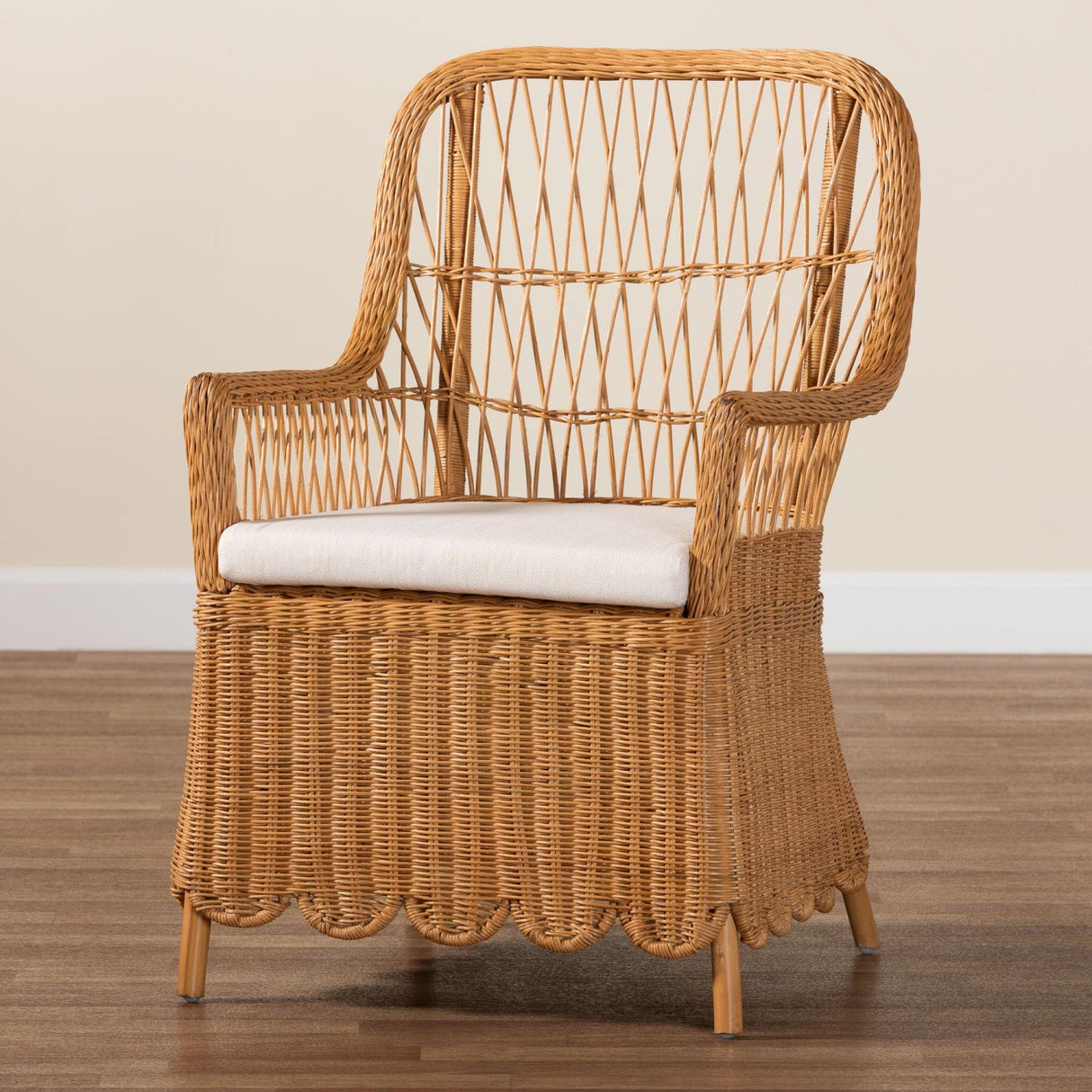 Modern European furniture - Scalloped Rattan Accent Chair - www.oroa.com