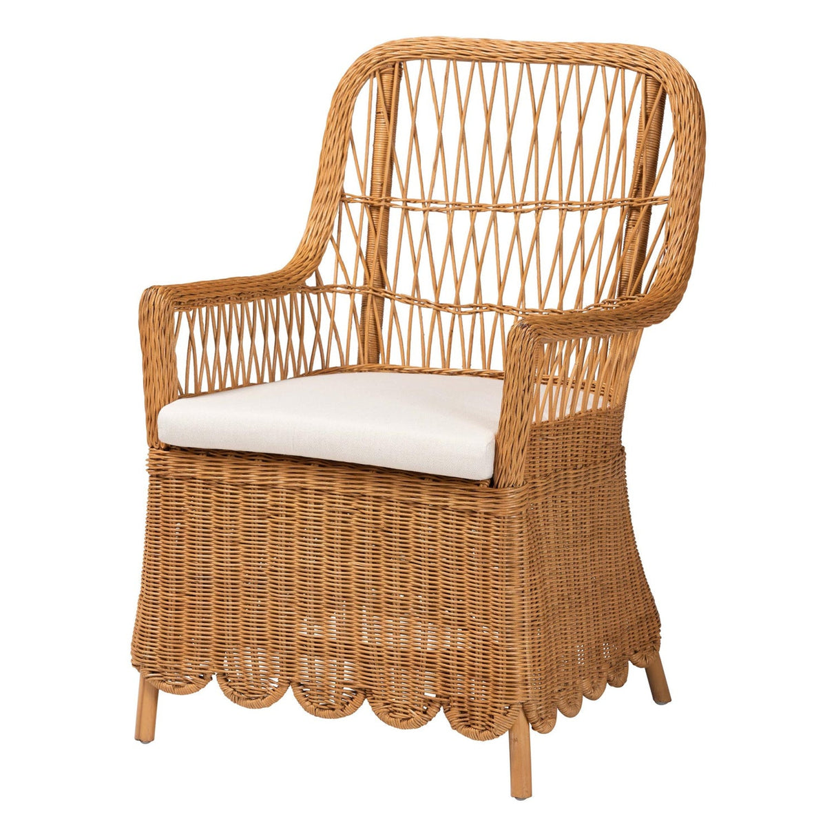 Modern European furniture - Scalloped Rattan Accent Chair - www.oroa.com