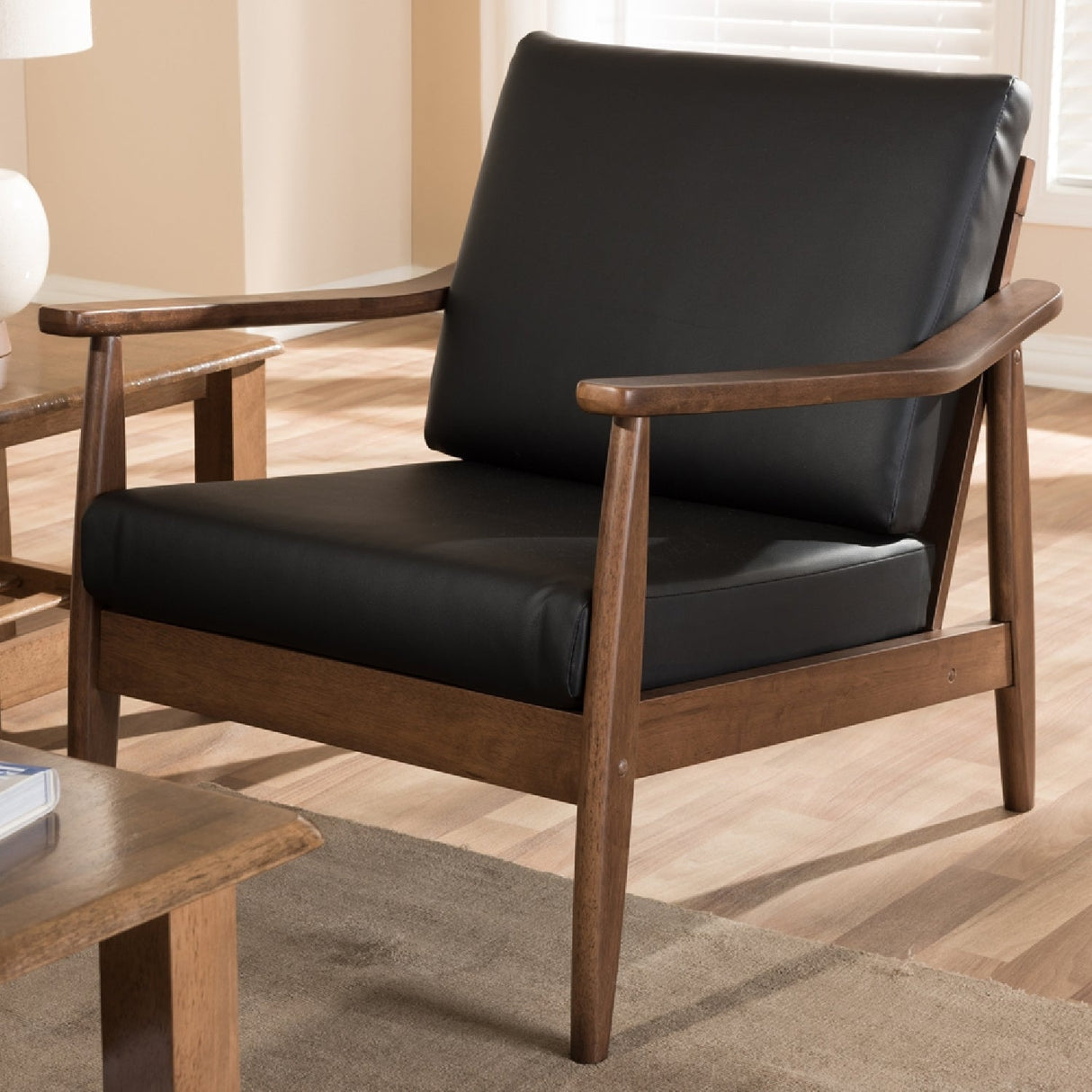 Modern European furniture - Walnut Framed Lounge Chair - www.oroa.com