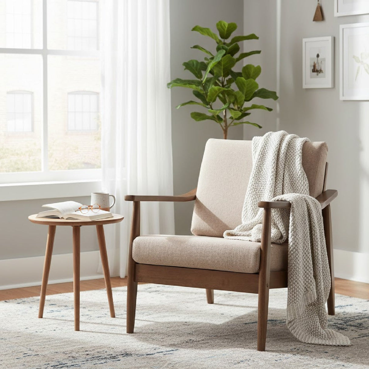 Modern European furniture - Walnut Framed Lounge Chair - www.oroa.com