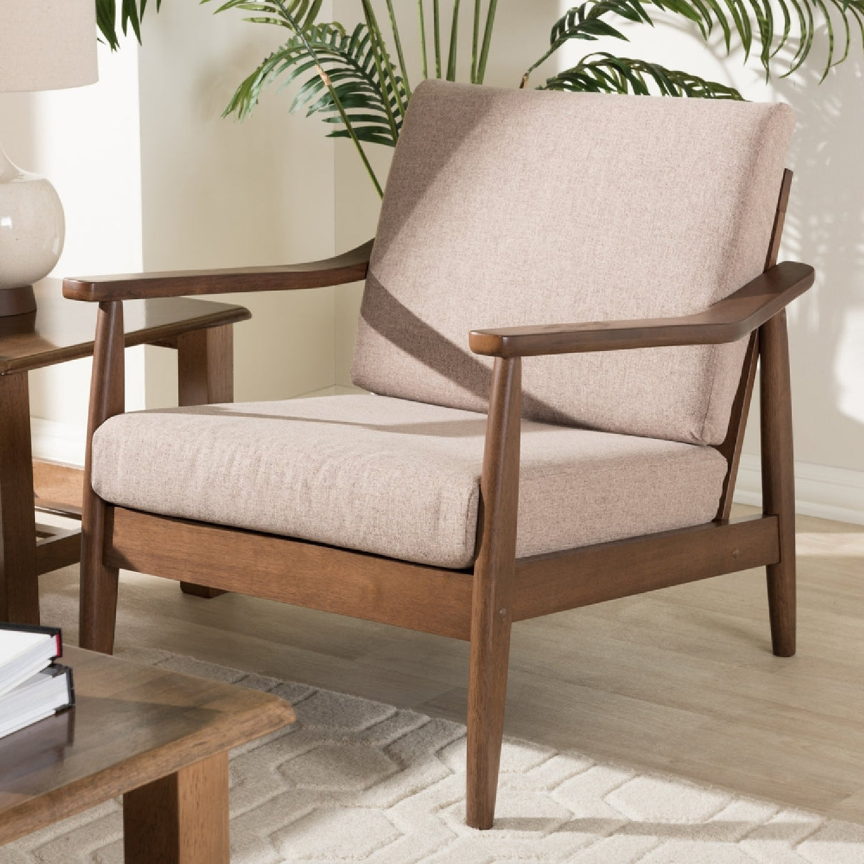Modern European furniture - Walnut Framed Lounge Chair - www.oroa.com