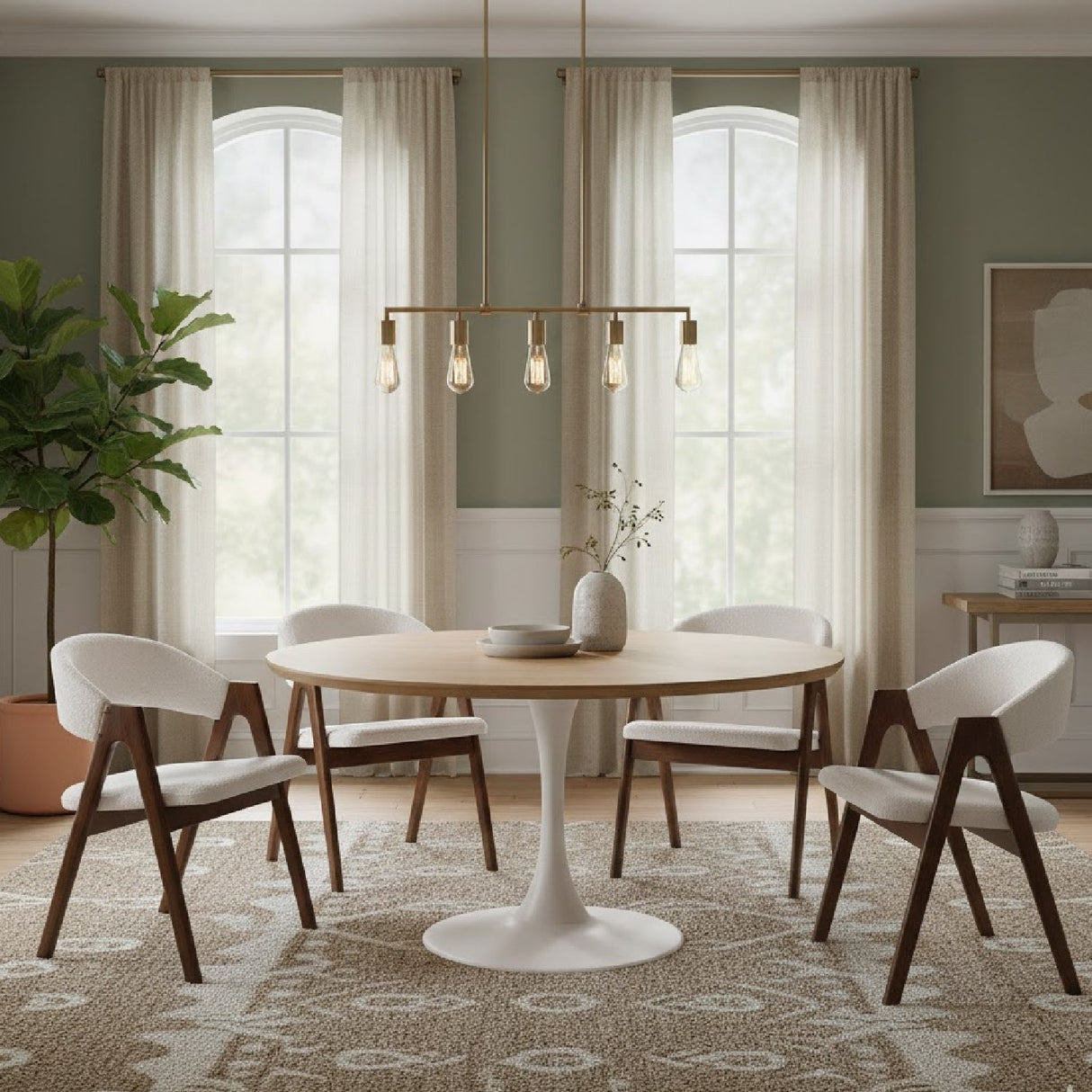 Modern European furniture - White Boucle Curved Dining Chairs 2 - www.oroa.com