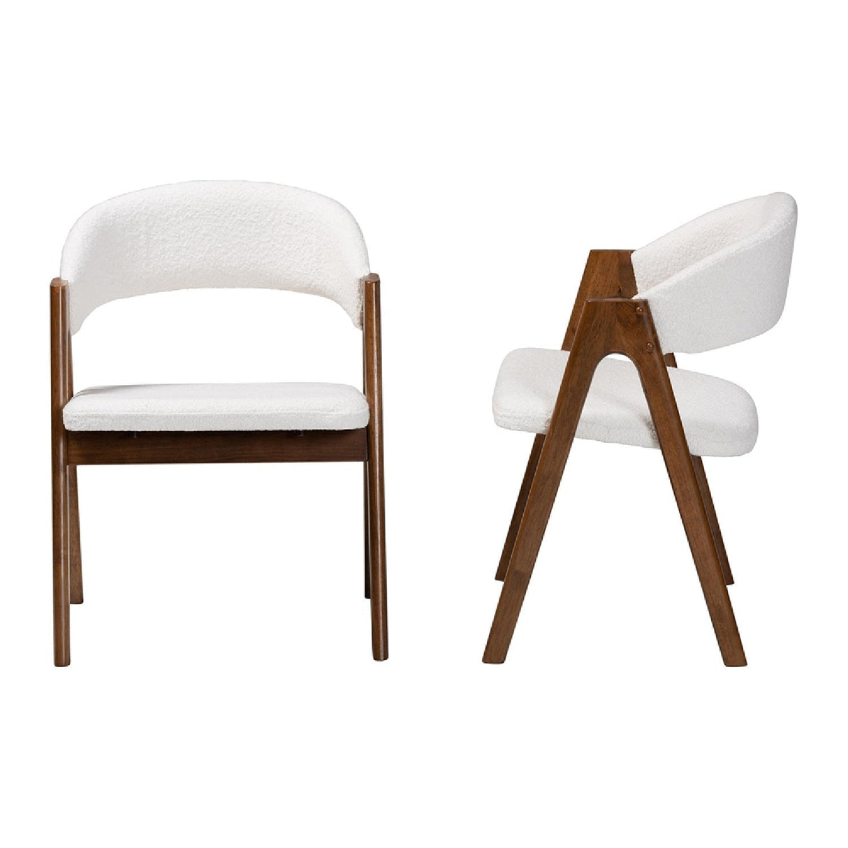 Modern European furniture - White Boucle Curved Dining Chairs 2 - www.oroa.com