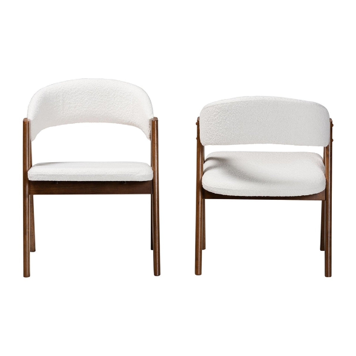 Modern European furniture - White Boucle Curved Dining Chairs 2 - www.oroa.com