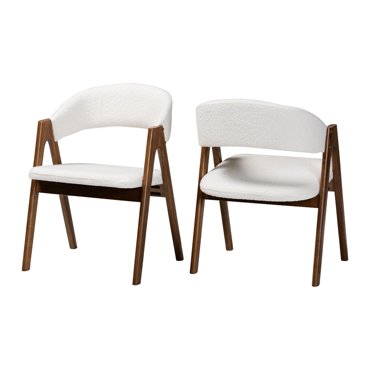 Modern European furniture - White Boucle Curved Dining Chairs 2 - www.oroa.com