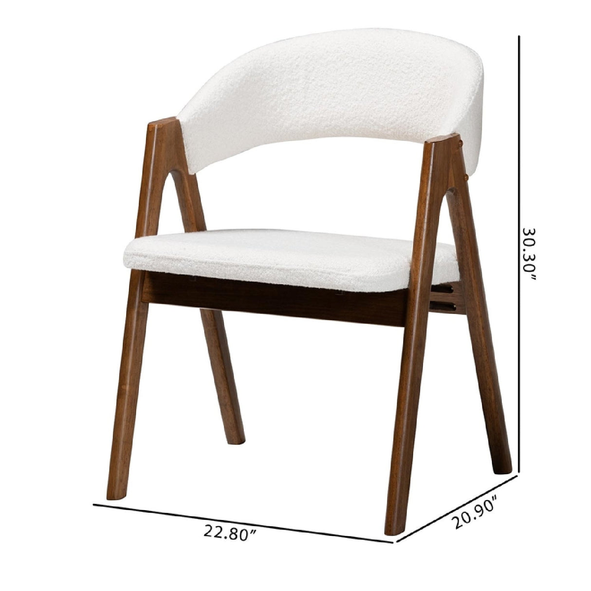 Modern European furniture - White Boucle Curved Dining Chairs 2 - www.oroa.com