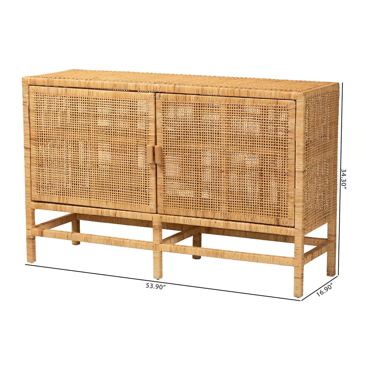 Modern European furniture - Mahogany Framed Rattan Cabinet - www.oroa.com