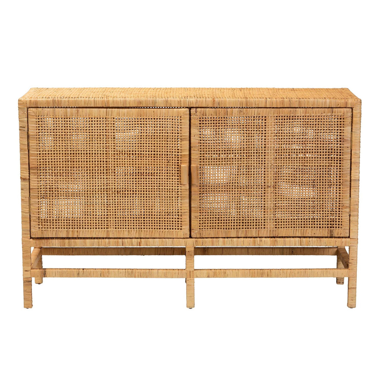 Modern European furniture - Mahogany Framed Rattan Cabinet - www.oroa.com