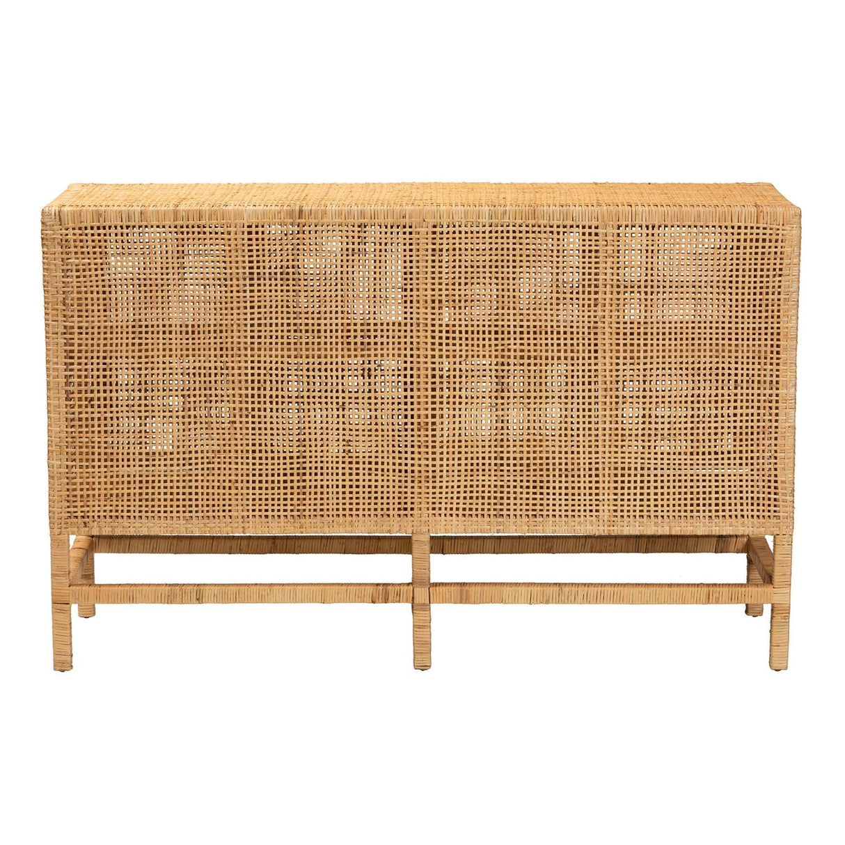 Modern European furniture - Mahogany Framed Rattan Cabinet - www.oroa.com