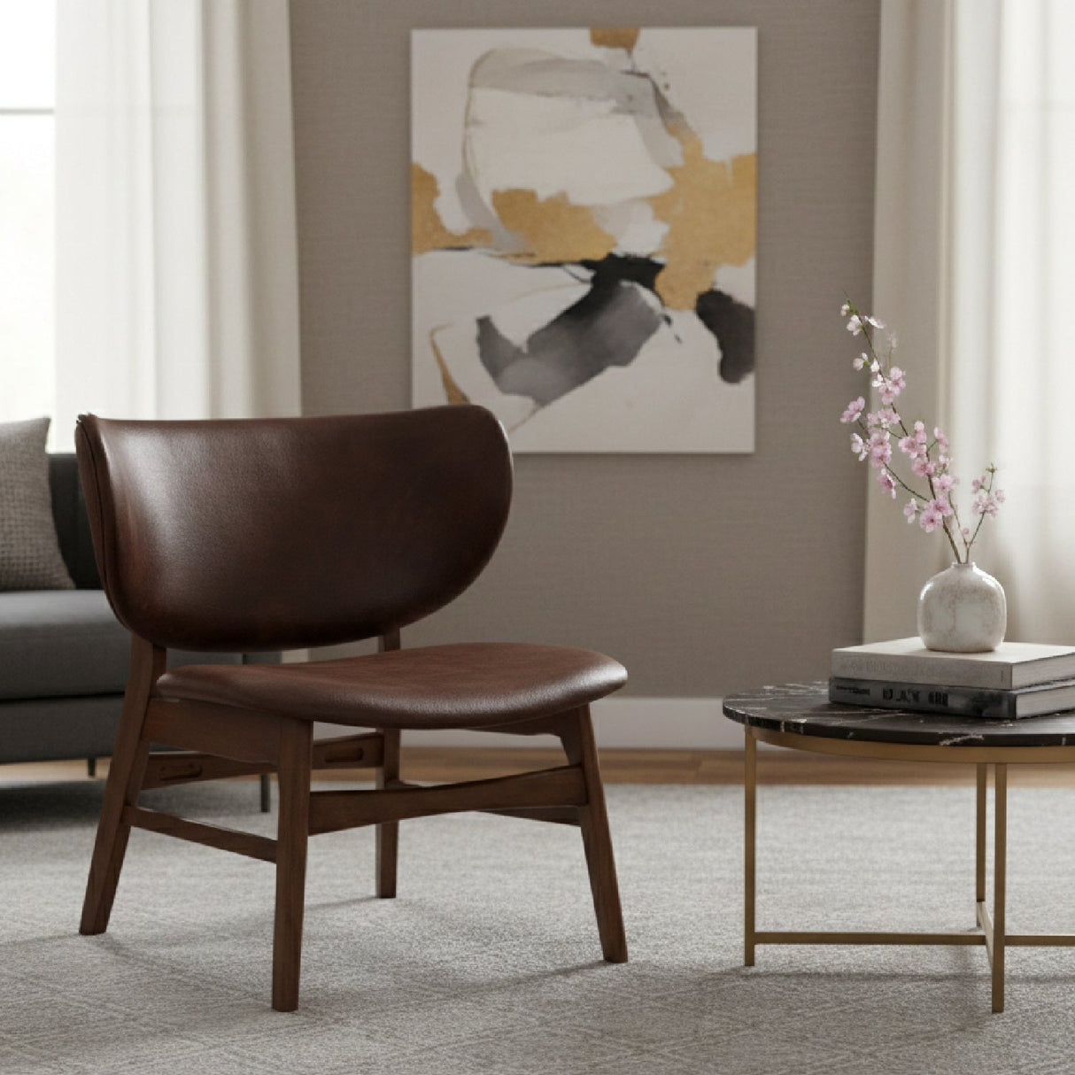 Modern European furniture - Brown Leather Effect Accent Chair - www.oroa.com