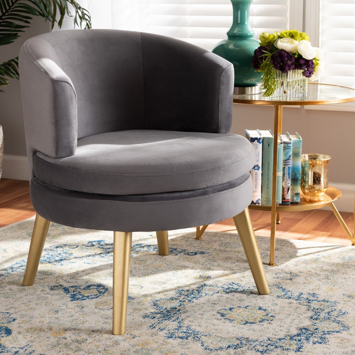 Modern European furniture - Round Velvet Accent Chair - www.oroa.com