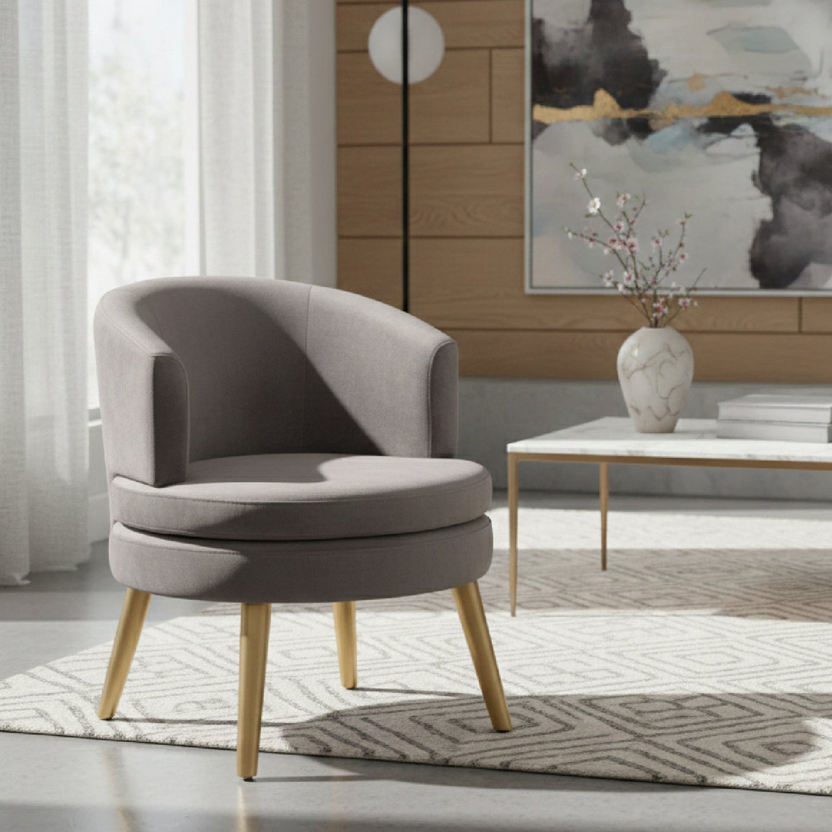 Modern European furniture - Round Velvet Accent Chair - www.oroa.com