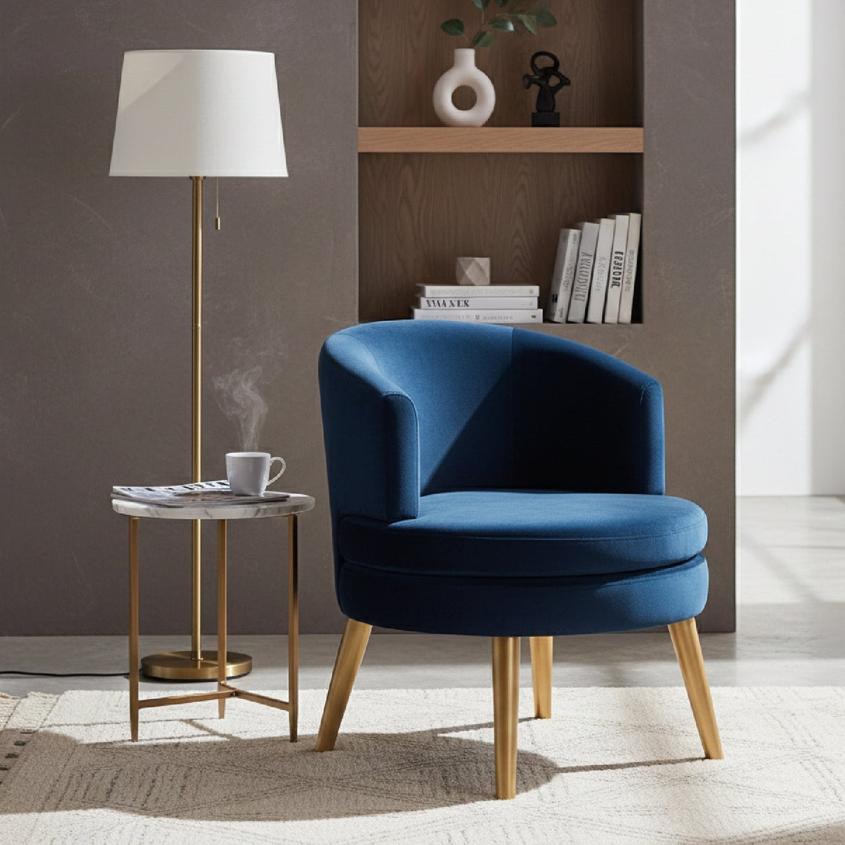 Modern European furniture - Round Velvet Accent Chair - www.oroa.com