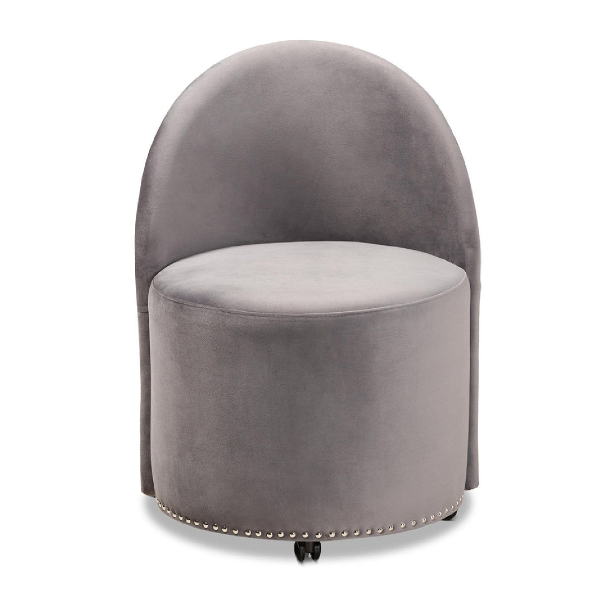 Modern European furniture - Studded Velvet Rolling Accent Chair - www.oroa.com