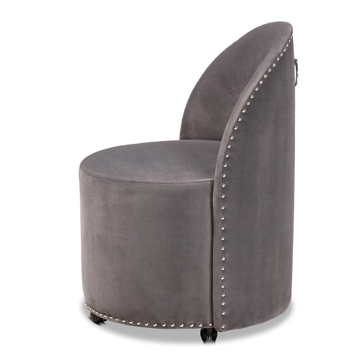 Modern European furniture - Studded Velvet Rolling Accent Chair - www.oroa.com