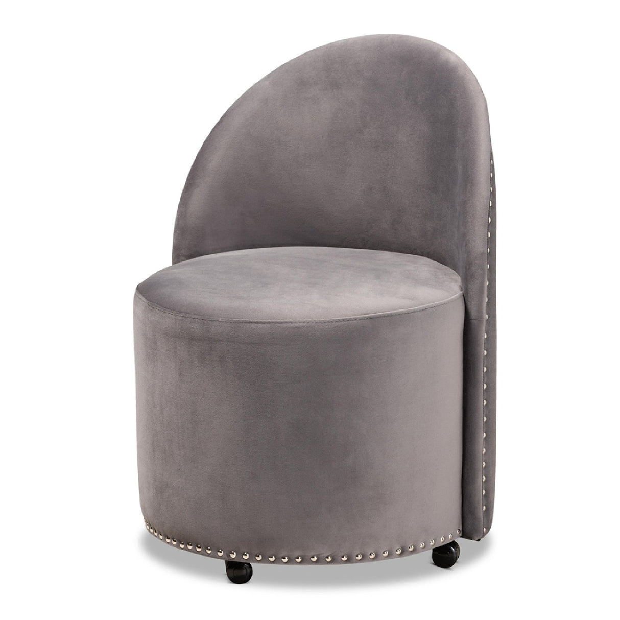 Modern European furniture - Studded Velvet Rolling Accent Chair - www.oroa.com