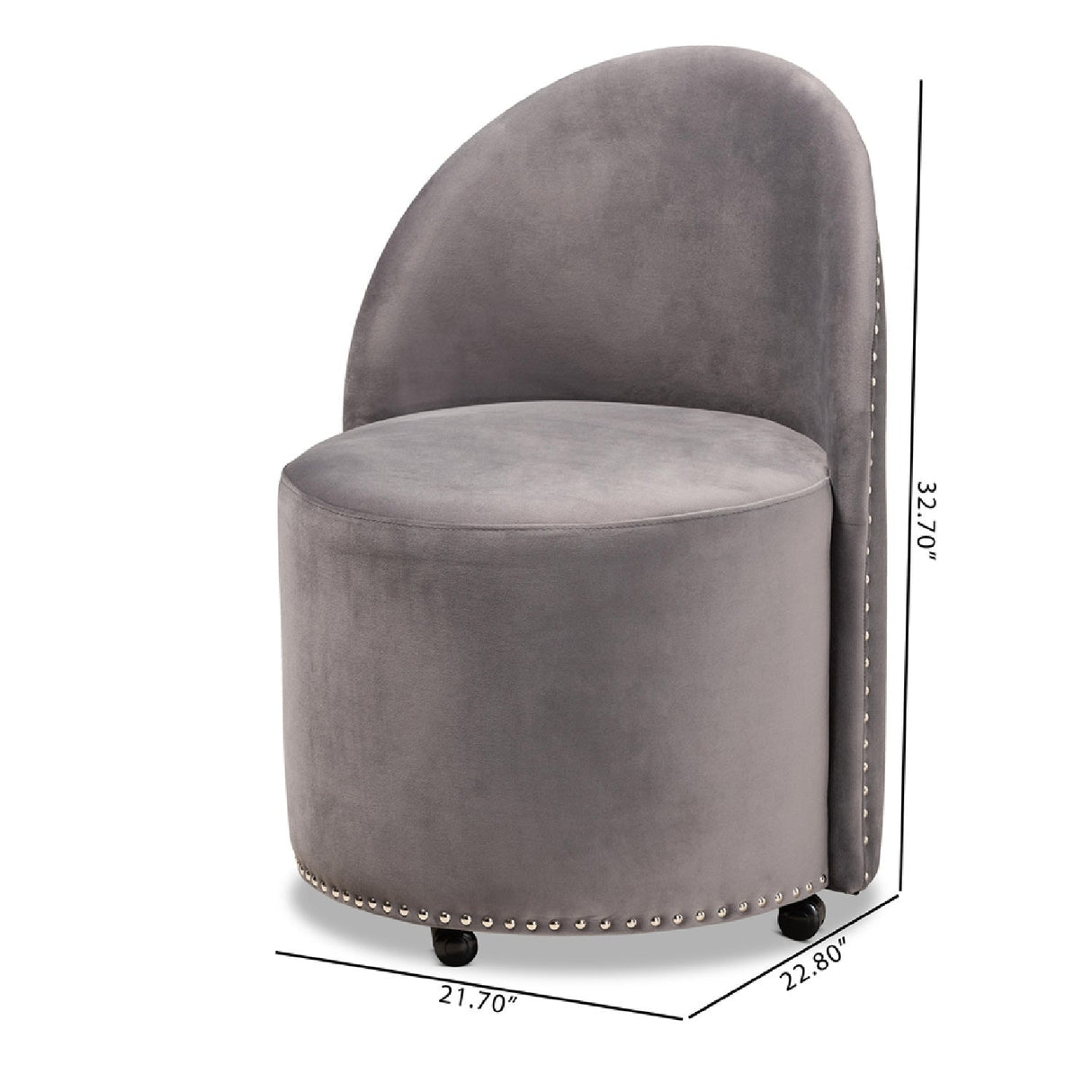 Modern European furniture - Studded Velvet Rolling Accent Chair - www.oroa.com