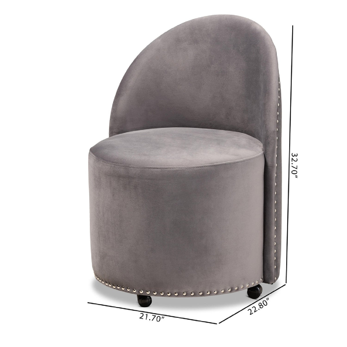 Modern European furniture - Studded Velvet Rolling Accent Chair - www.oroa.com