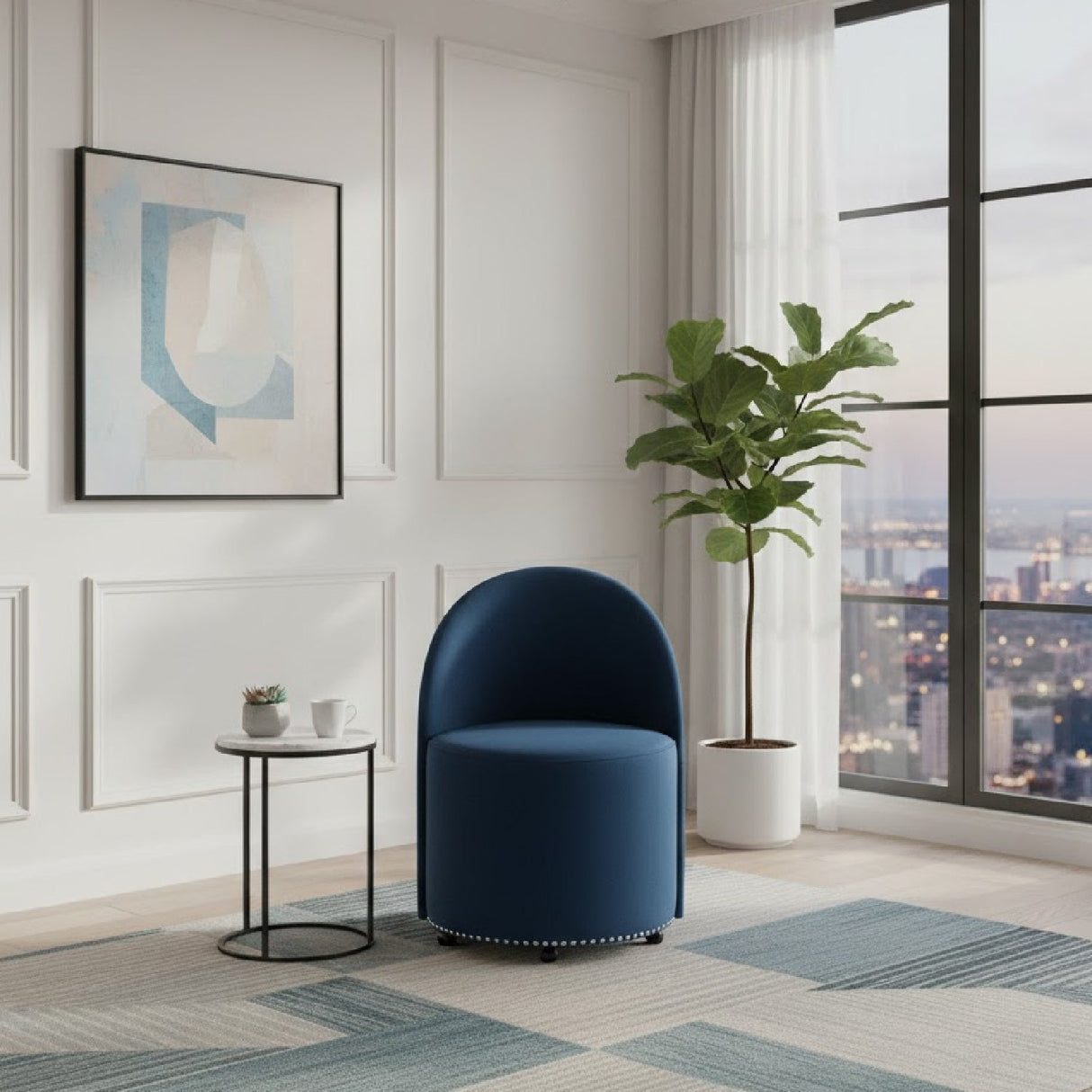 Modern European furniture - Studded Velvet Rolling Accent Chair - www.oroa.com