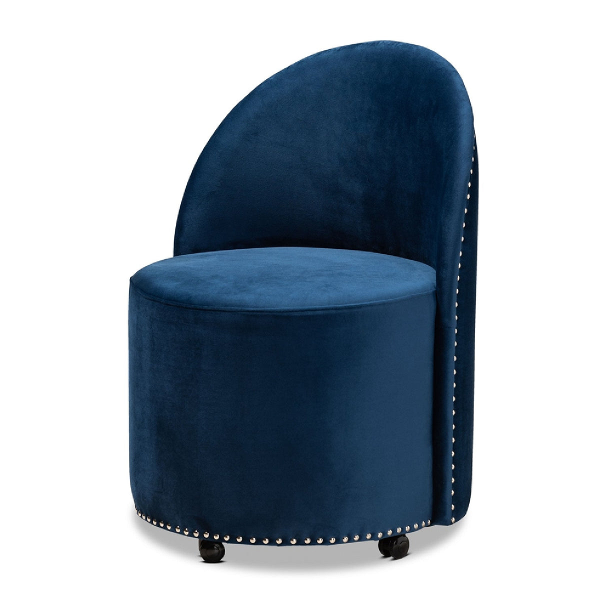 Modern European furniture - Studded Velvet Rolling Accent Chair - www.oroa.com