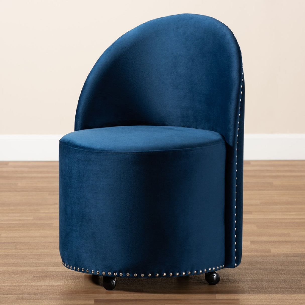 Modern European furniture - Studded Velvet Rolling Accent Chair - www.oroa.com