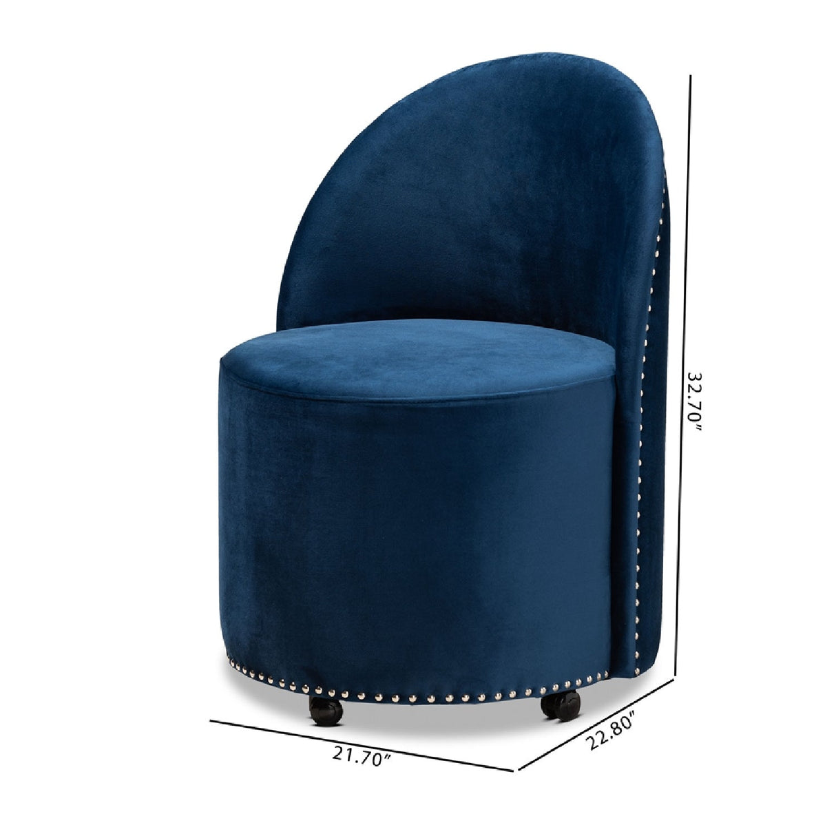 Modern European furniture - Studded Velvet Rolling Accent Chair - www.oroa.com