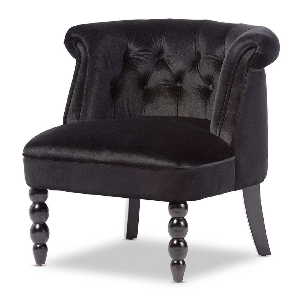 Modern European furniture - Black Velvet Vanity Accent Chair - www.oroa.com