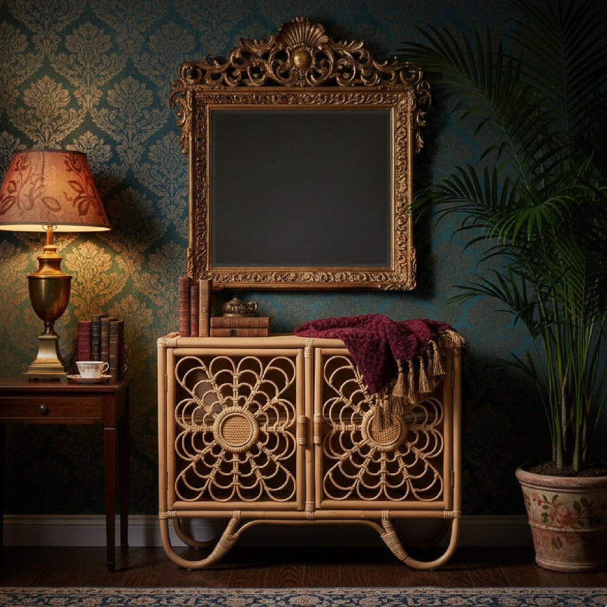 Modern European furniture - Floral Woven 2 Door Cabinet - www.oroa.com