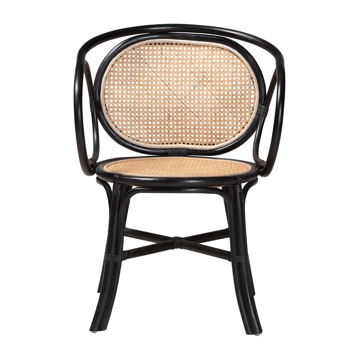 Modern European furniture - Black Framed Rattan Dining Chair - www.oroa.com