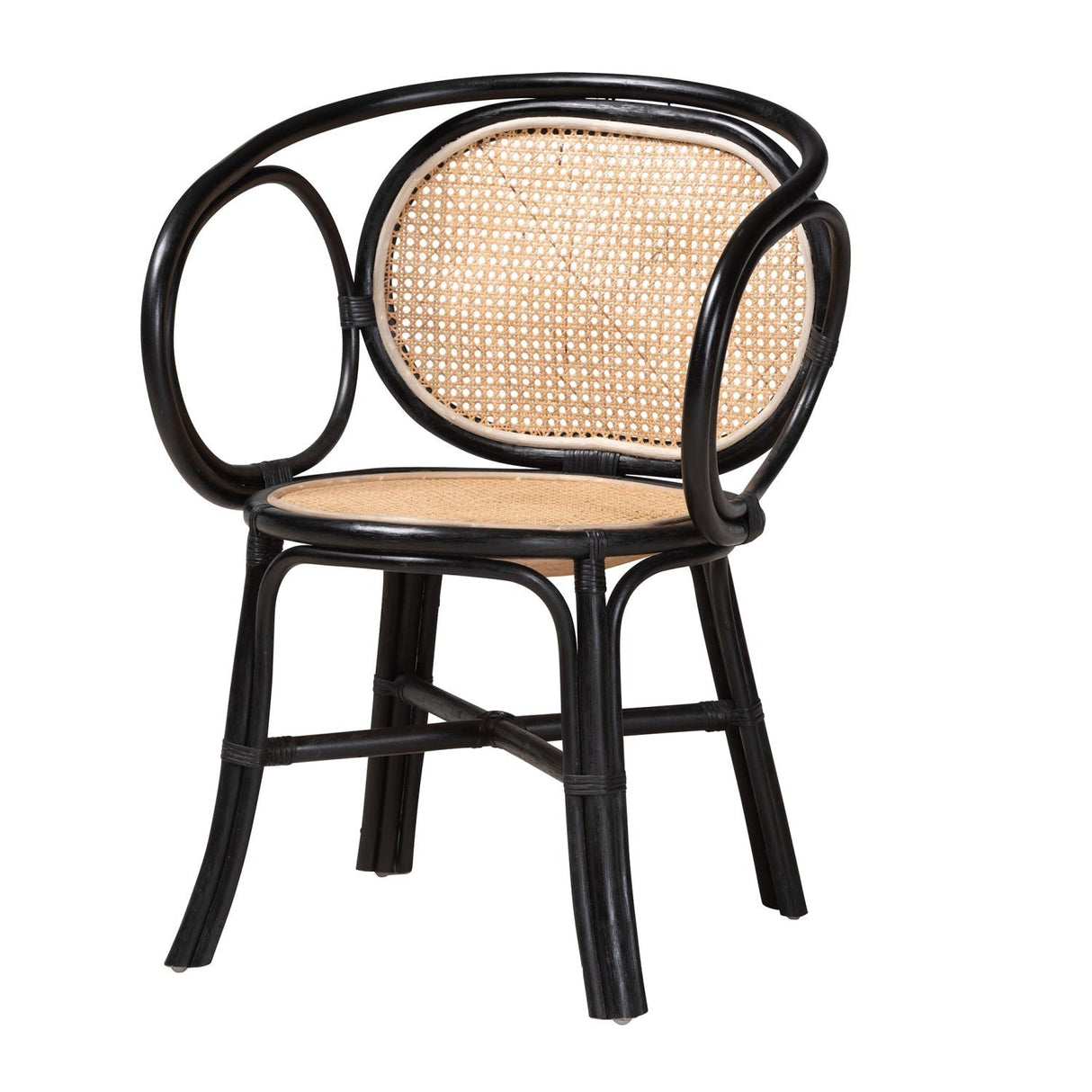 Modern European furniture - Black Framed Rattan Dining Chair - www.oroa.com