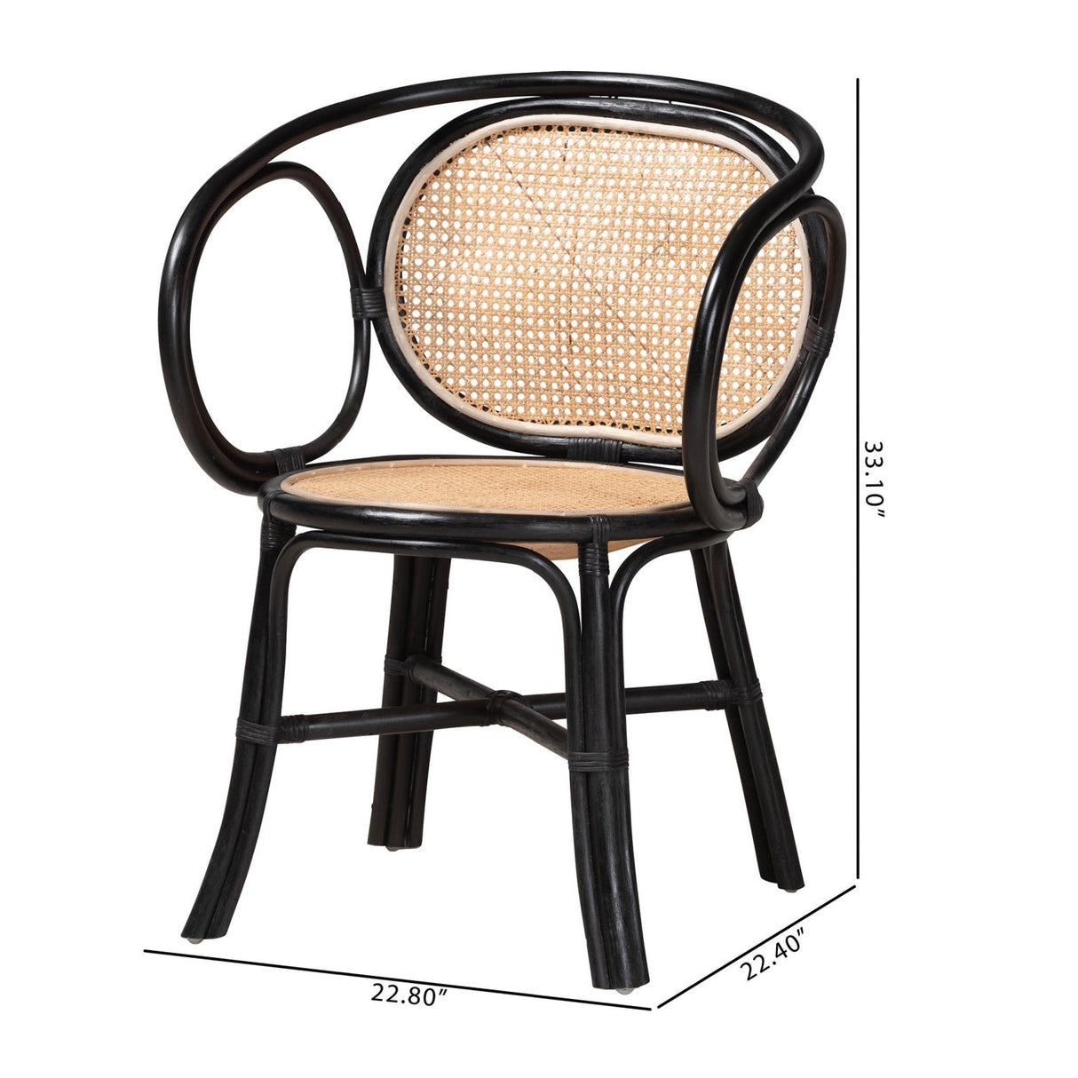 Modern European furniture - Black Framed Rattan Dining Chair - www.oroa.com