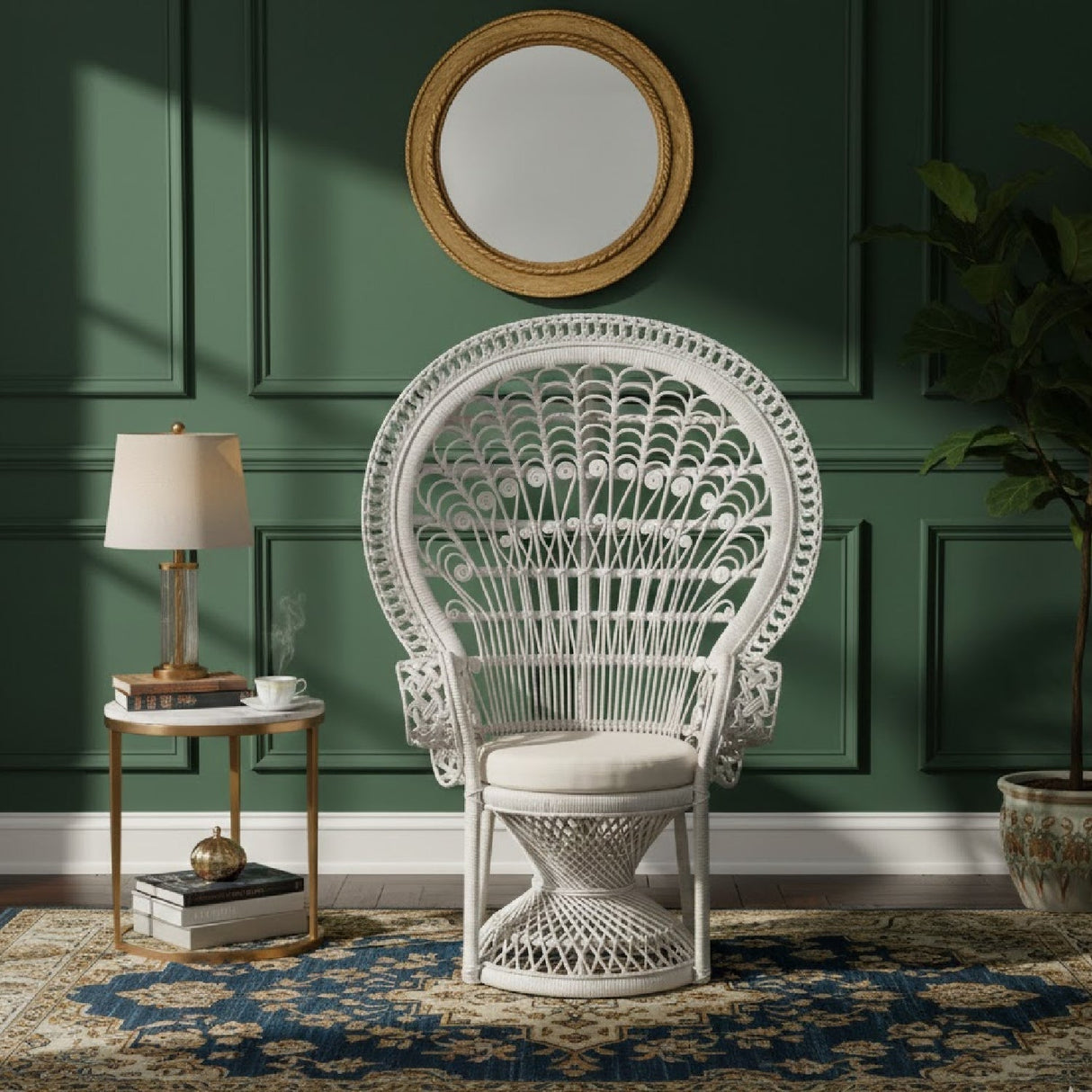 Modern European furniture - White Rattan Peacock Chair - www.oroa.com