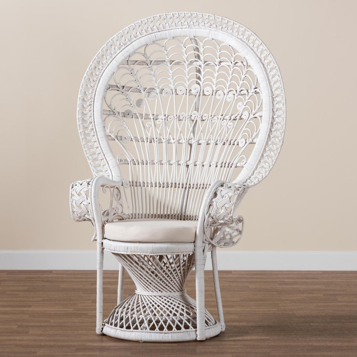 Modern European furniture - White Rattan Peacock Chair - www.oroa.com