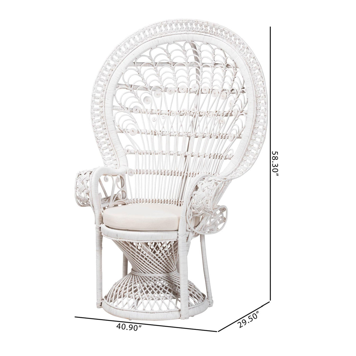 Modern European furniture - White Rattan Peacock Chair - www.oroa.com