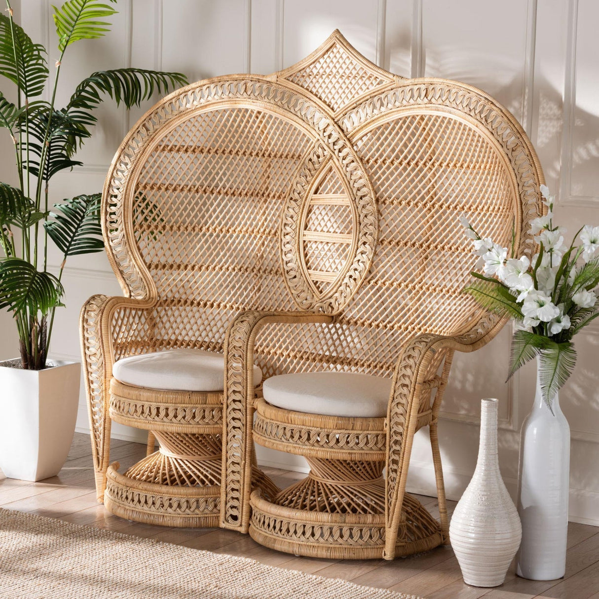Modern European furniture - 2 Seater Rattan Peacock Chair - www.oroa.com