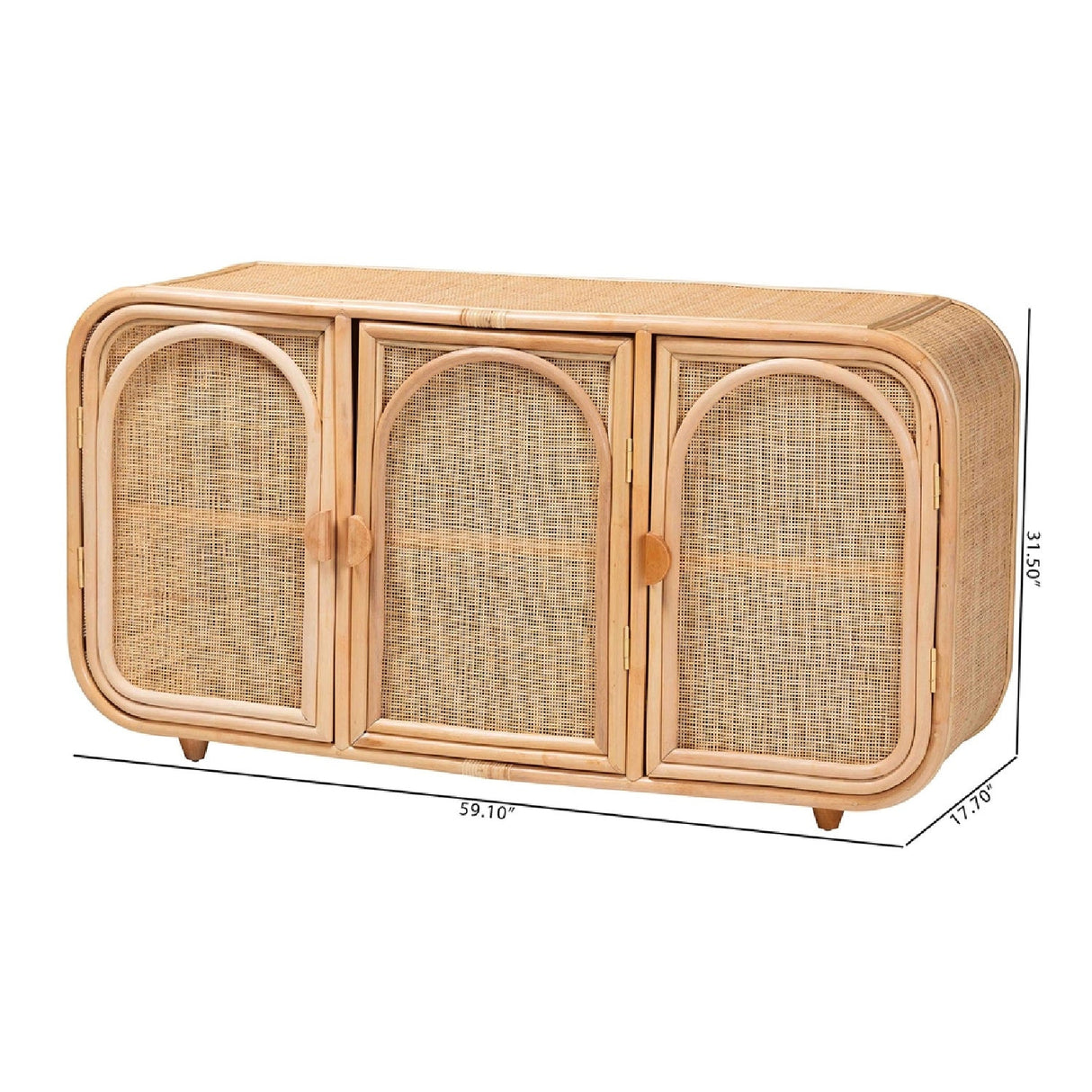 Modern European furniture - Handcrafted Rattan 3 Door Cabinet - www.oroa.com